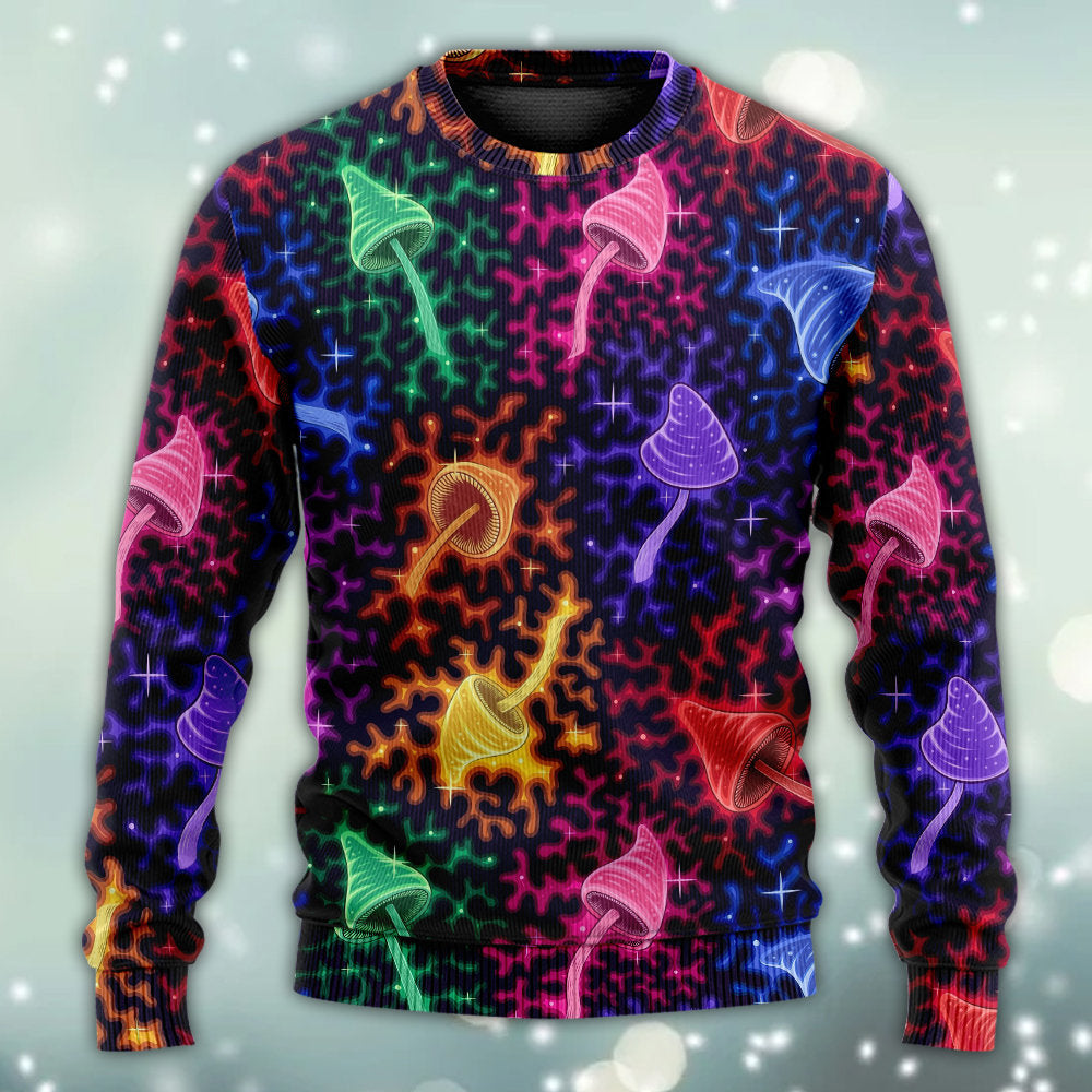 Galaxy Rainbow Mushroom Colorful Sweater For Creative Spirits Travel Parties And Comfortable Casual Wear