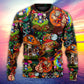 Hippie Mushroom Trippy Colorful Sweater For Colorful Outfits Weekend Events And Thoughtful Gift Giving