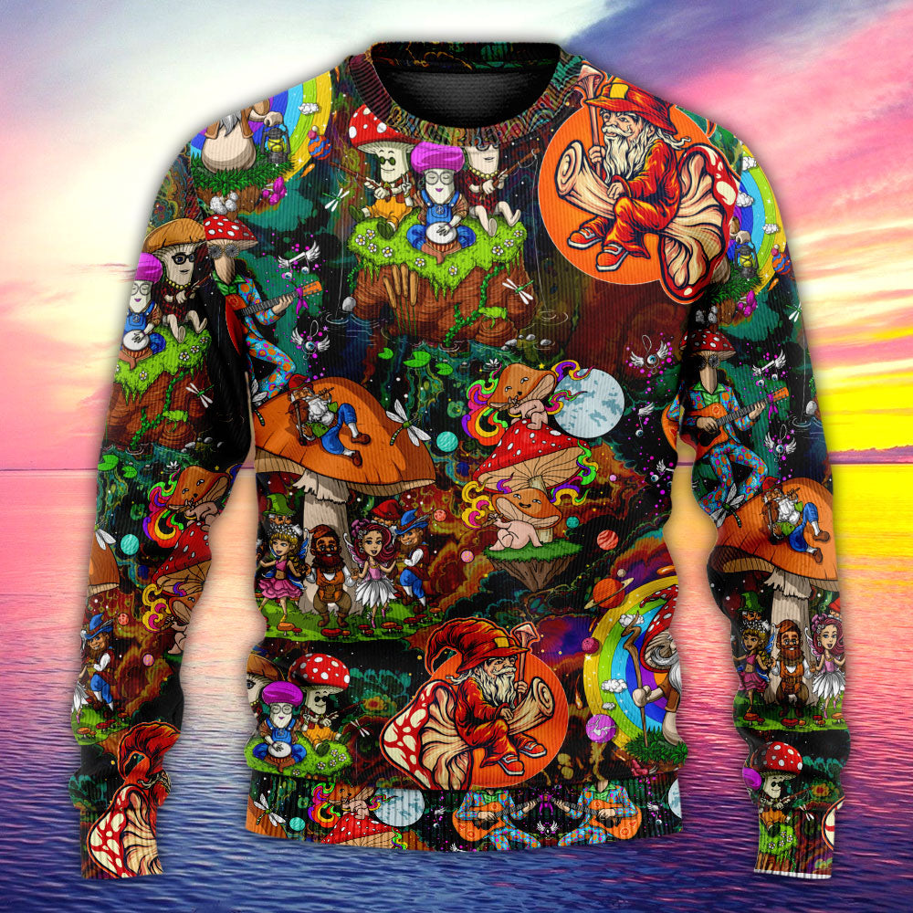 Hippie Mushroom Trippy Colorful Sweater For Colorful Outfits Weekend Events And Thoughtful Gift Giving