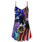 Patriotic New Year Christmas Theme V-Neck Sleeveless Cami Dress For Summer Events And Comfortable Everyday Style