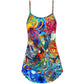 Octopus Lover Colorful Art V-Neck Sleeveless Cami Dress For Festivals Travel And Relaxed Casual Summer Wear
