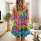 Hippie Octopus Fun Style V-Neck Sleeveless Cami Dress For Festivals Vacations And Relaxed Artistic Styling