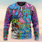 Hippie Cat Colorful World Sweater For Festival Adventures Vacations And Relaxed Daily Styling