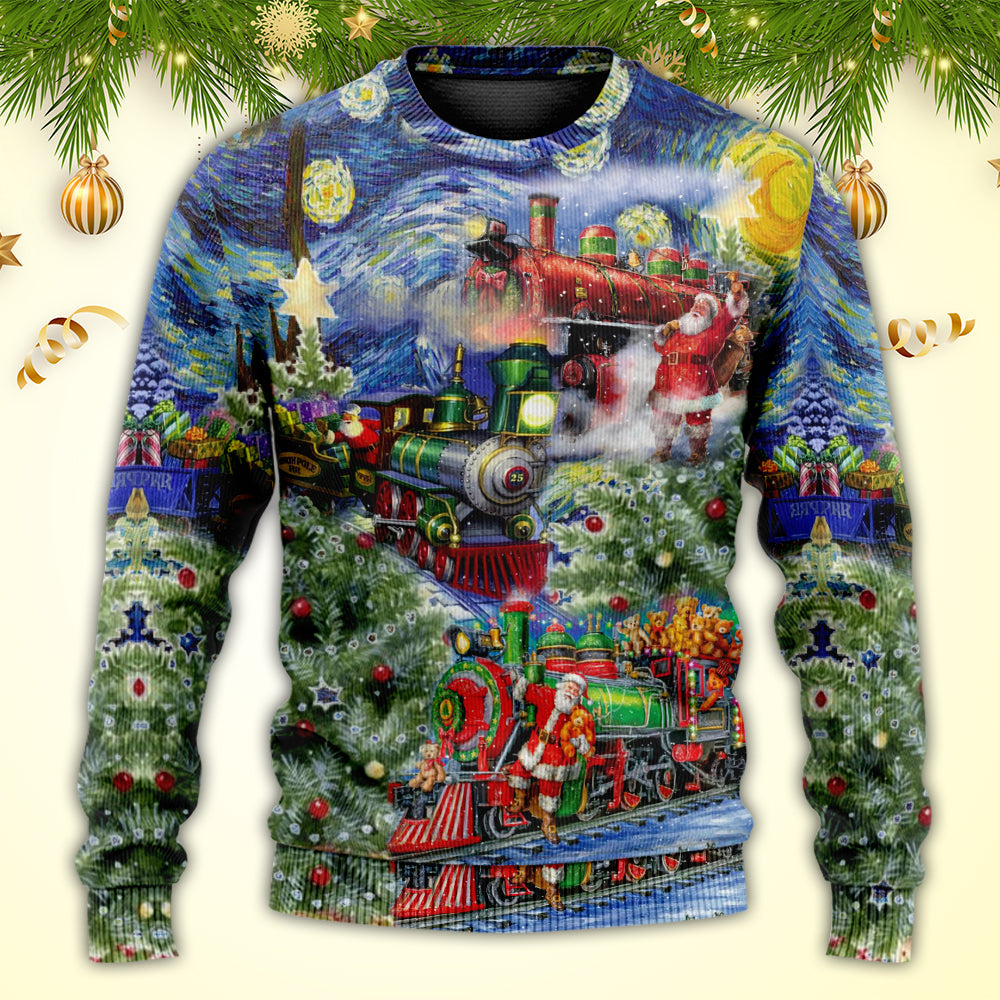 Christmas Gift Train Arrives At The Wharf Sweater For Festive Family Events Casual Wear And Holiday Gift Giving