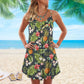 Fruit Pineapple Tropical Made Me Beautiful V-Neck Sleeveless Cami Dress For Beach Festivals And Comfortable Summer Outfits