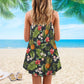 Fruit Pineapple Tropical V-Neck Sleeveless Cami Dress For Beach Festivals And Comfortable Summer Outfits