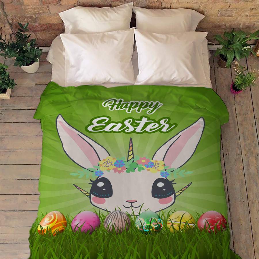 Easter Unicorn Easter Flannel Blanket For Cozy Bedroom Sofa Decor