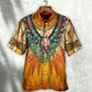 Bohemian Orange Peace Hawaiian Shirt Artwork View For Weekend Travel And Beach Style