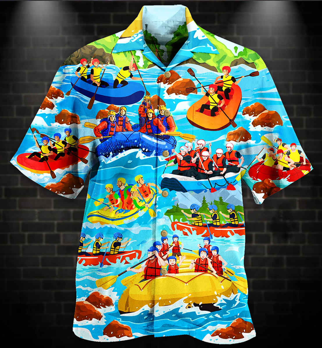 Colorful Sailing Happiness Hawaiian Shirt Pattern Detail For Summer Holidays And Outdoor Fun