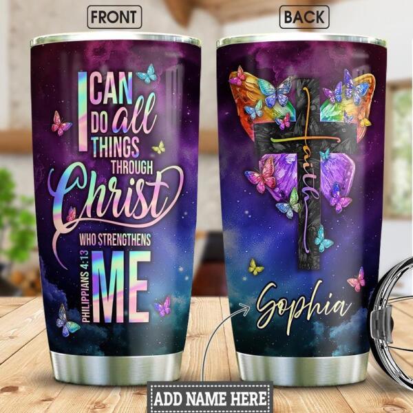 Butterfly Faith Butterfly In Purple Personalized 20 Oz Tumbler For Coffee Travel And Daily Drinks
