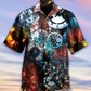 Vintage Clock Hawaiian Shirt With Detailed Graphic For Vacation Parties Beach Outings And Relaxed Daily Wear