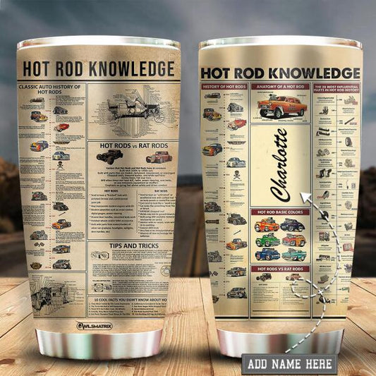 Hot Rod Knowledge Personalized 20 Oz Tumbler For Coffee Travel And Daily Drinks