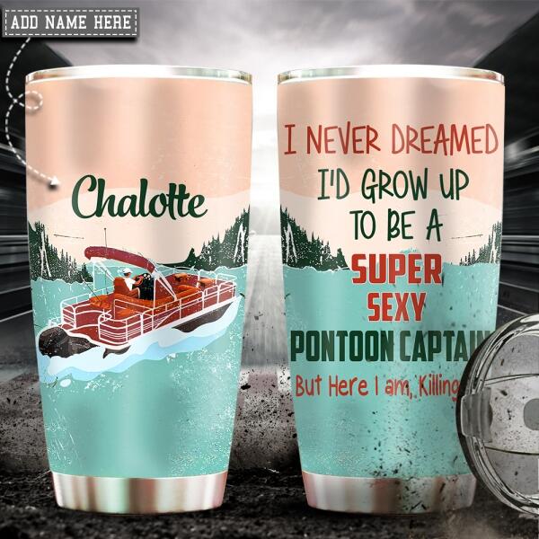 Pontoon Captain Summer Vibes Personalized 20 Oz Tumbler For Coffee Travel And Daily Drinks