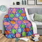 Colorful Easter Egg Pattern Flannel Blanket For Cozy Bedroom Sofa Decor