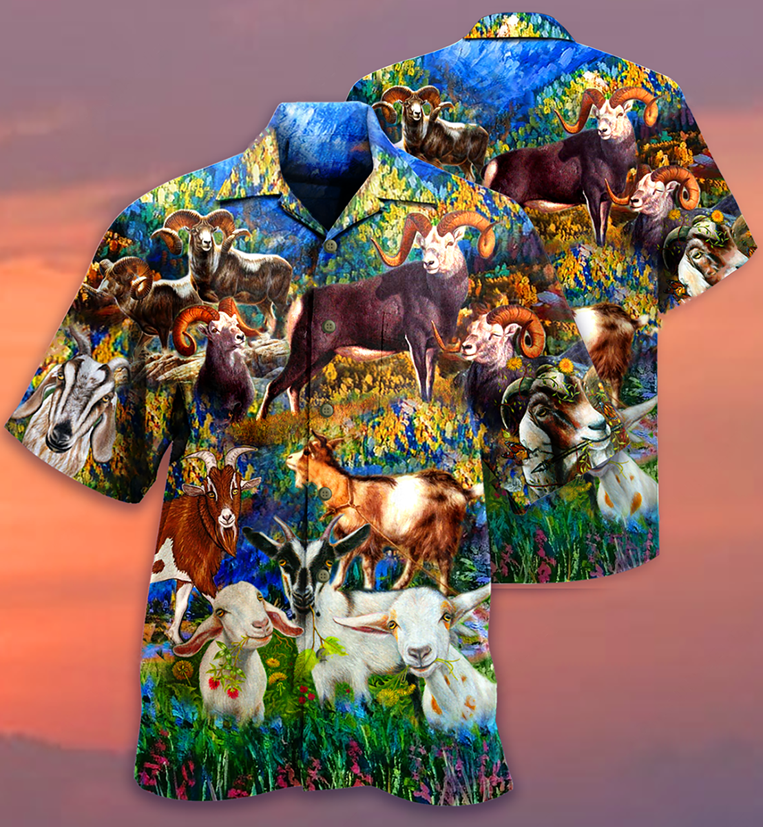 Mountain Goat Hawaiian Shirt With All Over Print For Tropical Parties Vacation Travel And Casual Summer Style