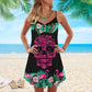 Artistic Flamingo Loves Tropical V-Neck Sleeveless Cami Dress For Coastal Travel And Relaxed Summer Wear
