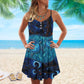 Turtle Is Beach Soul Love Night V-Neck Sleeveless Cami Dress For Beach Trips And Resort Vacations