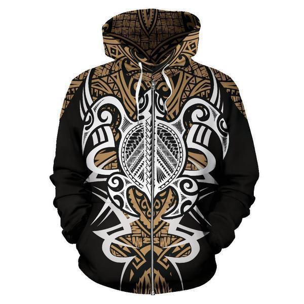 Gold Hawaii Turtle Tribal Armor Hoodie For Nautical Inspired Streetwear Weekend Trips And Comfort