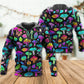Neon Mushroom Leaf Hoodie For Boho Enthusiasts Seasonal Trips And Thoughtful Gifts