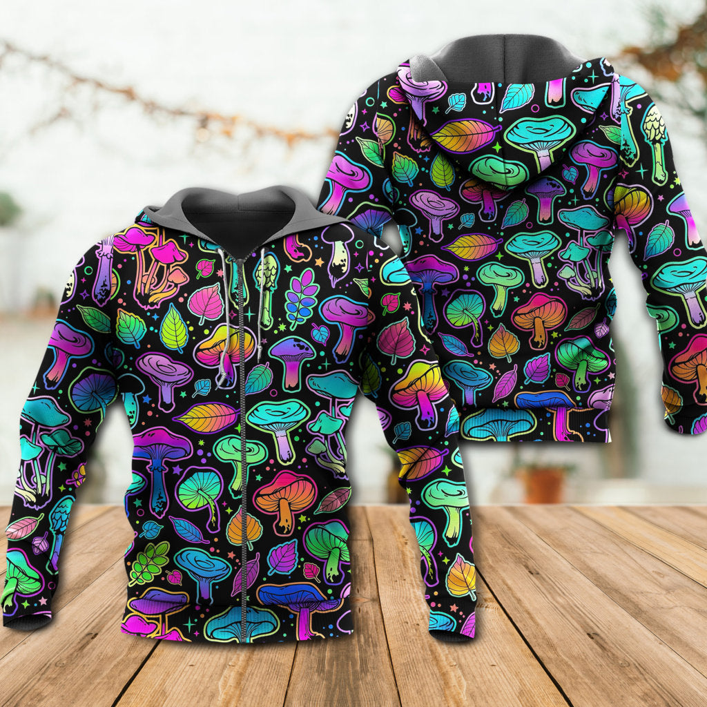 Neon Mushroom Leaf Hoodie For Boho Enthusiasts Seasonal Trips And Thoughtful Gifts