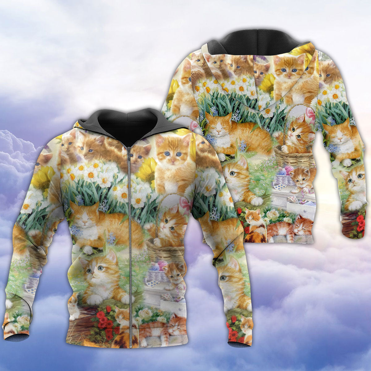 Cat Lover Artistic Hoodie For Animal Enthusiasts Outdoor Activities And Daily Wear