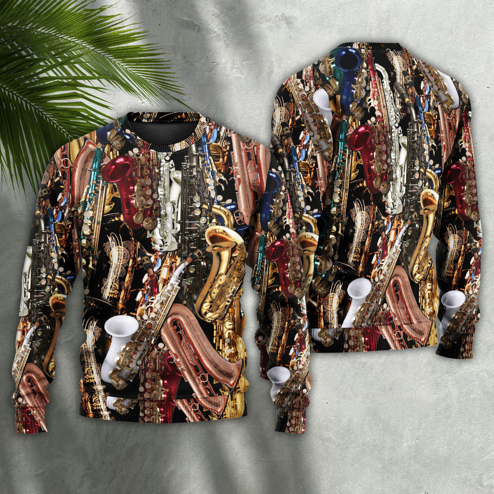 Saxophone Music Therapy Sweater For Live Events Travel And Relaxed Creative Outfits