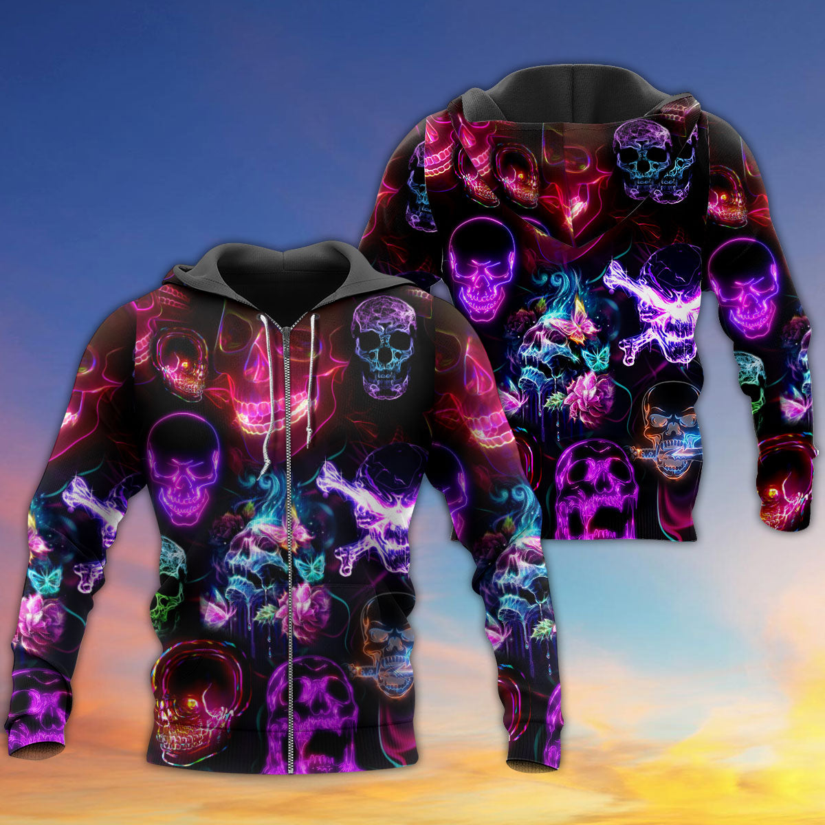 Neon Skull Holiday Hoodie For Holiday Gatherings Winter Travel And Seasonal Gifting