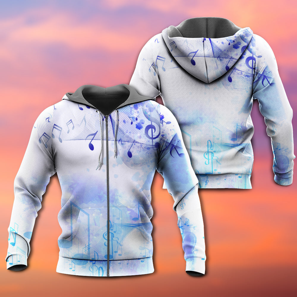 Watercolor Music Notes Hoodie For Musicians Outdoor Activities And Creative Gift Ideas
