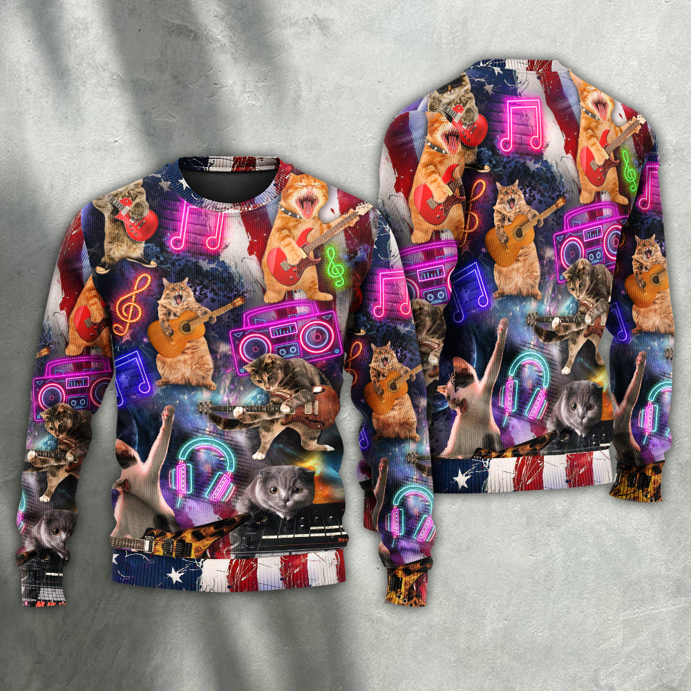 Cat Rocker Independence Day Sweater For Rehearsals Weekend Outings And Expressive Casual Styling