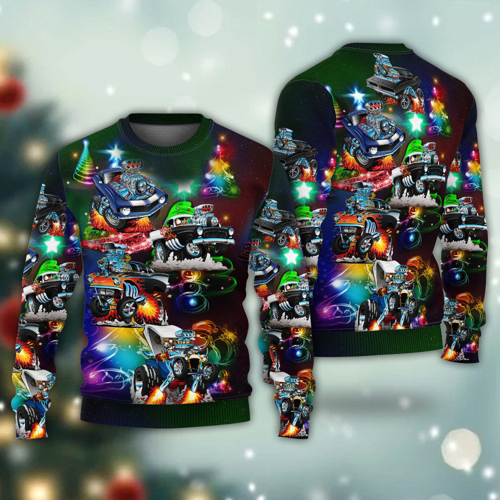 Car Christmas Neon Sweater For Holiday Parties Family Gatherings And Seasonal Gift Giving