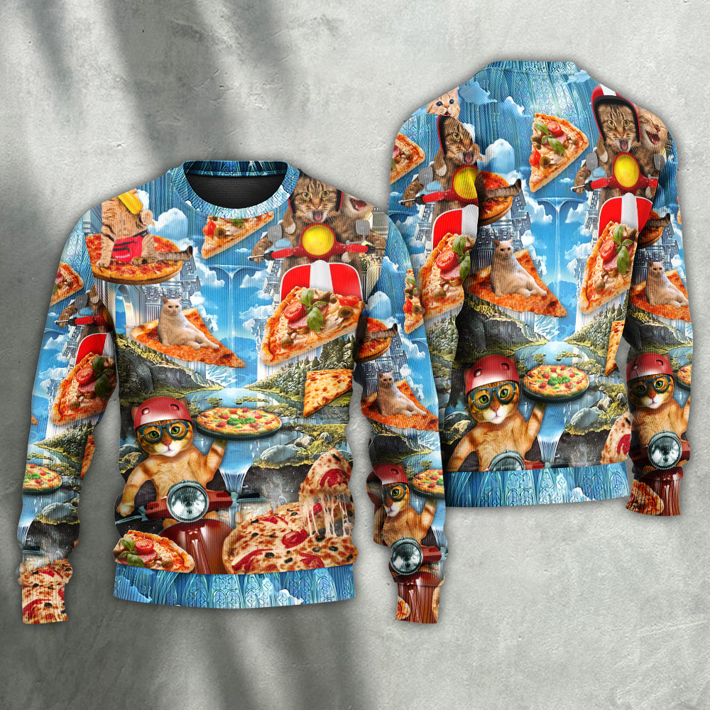 Funny Cat Pizza Sweater For Nature Inspired Fashion Events And Relaxed Everyday Comfort