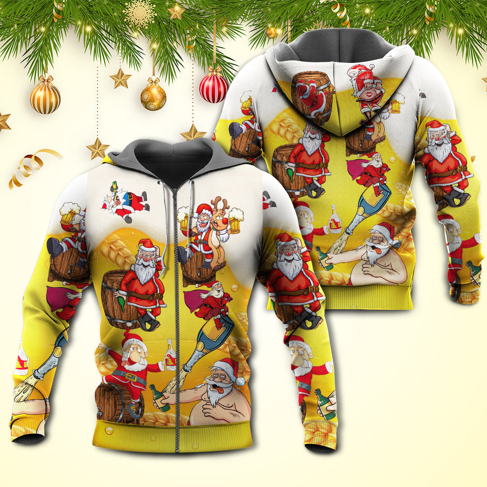 Funny Christmas Santa Beer Hoodie For Christmas Events Holiday Travel And Comfortable Casual Outfits