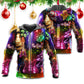 Happy Christmas Guitar Tree Glow Light Hoodie For Holiday Parties Weekend Outings And Cheerful Gift Giving