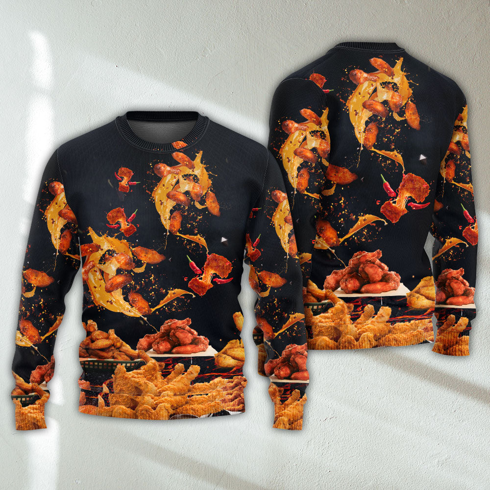 Chicken Wings Fast Food Delicious Sweater For Weekend Outings Parties And Thoughtful Gift Giving