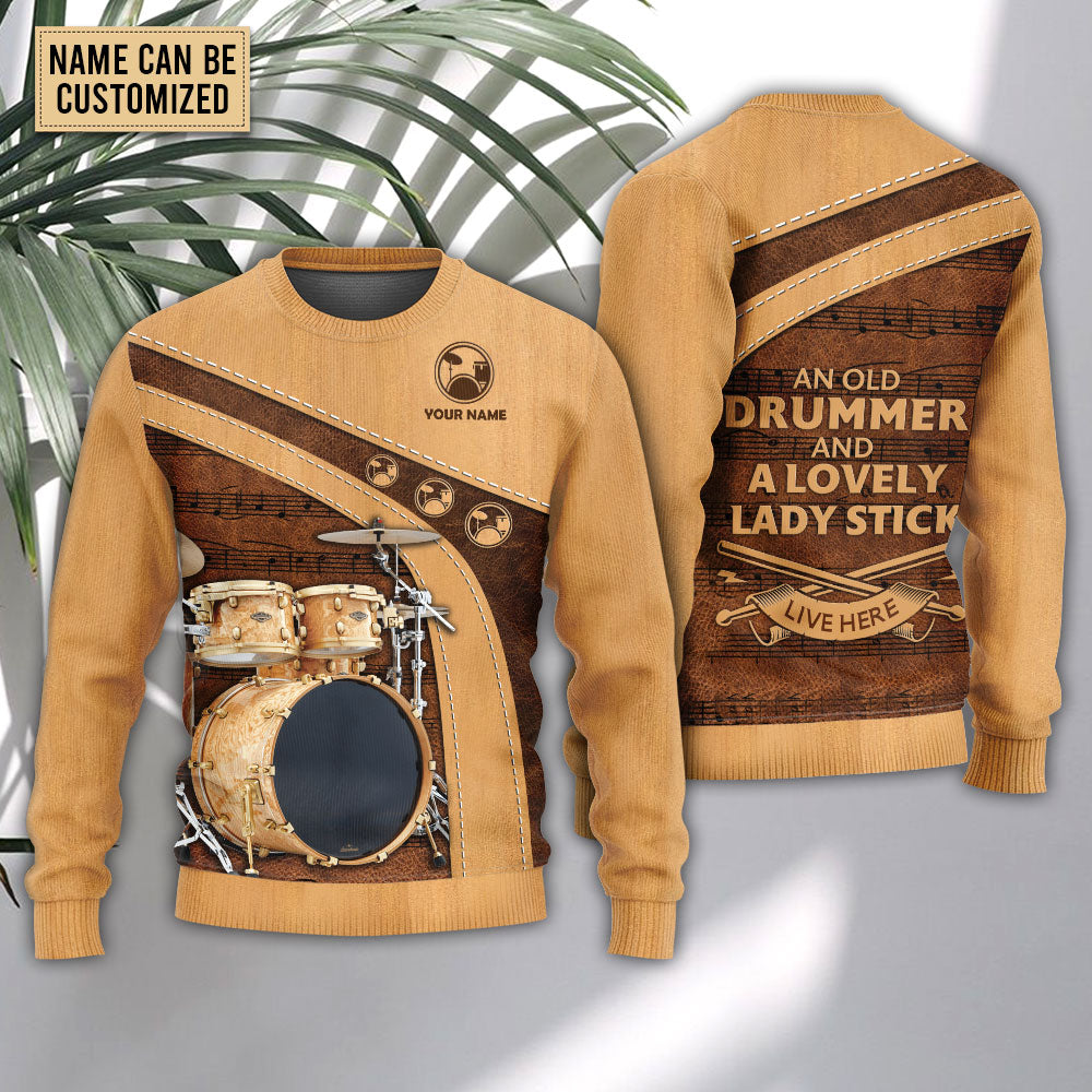Vintage Drummer And Lady Stick Sweater For Distinctive Style Travel Adventures And Creative Gifts