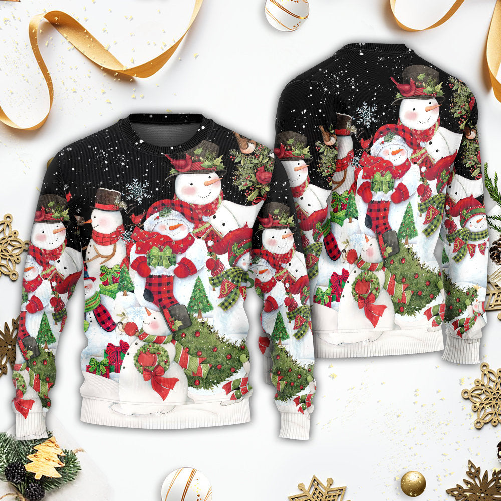 Christmas Cute Snowman Cardinal Happy Xmas Sweater For Holiday Parties Family Gatherings And Seasonal Gift Giving