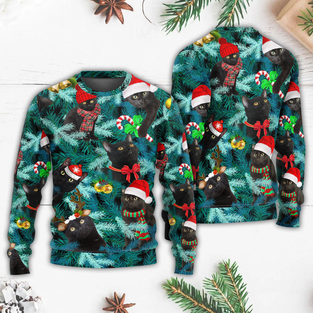 Christmas Black Cat Jolly Holiday Sweater For Seasonal Parties Cozy Gatherings And Thoughtful Holiday Gifts