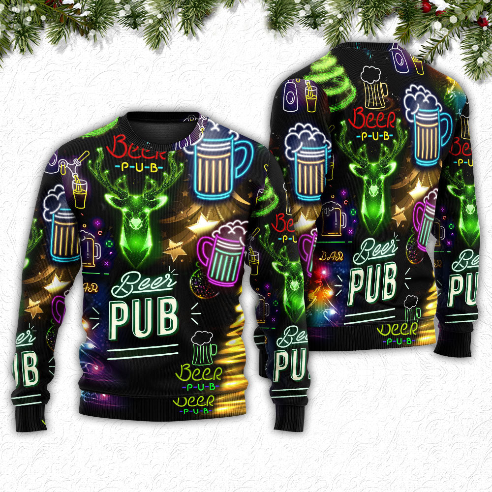 Christmas Beer Neon Sweater For Festive Parties Family Photos And Comfortable Seasonal Wear
