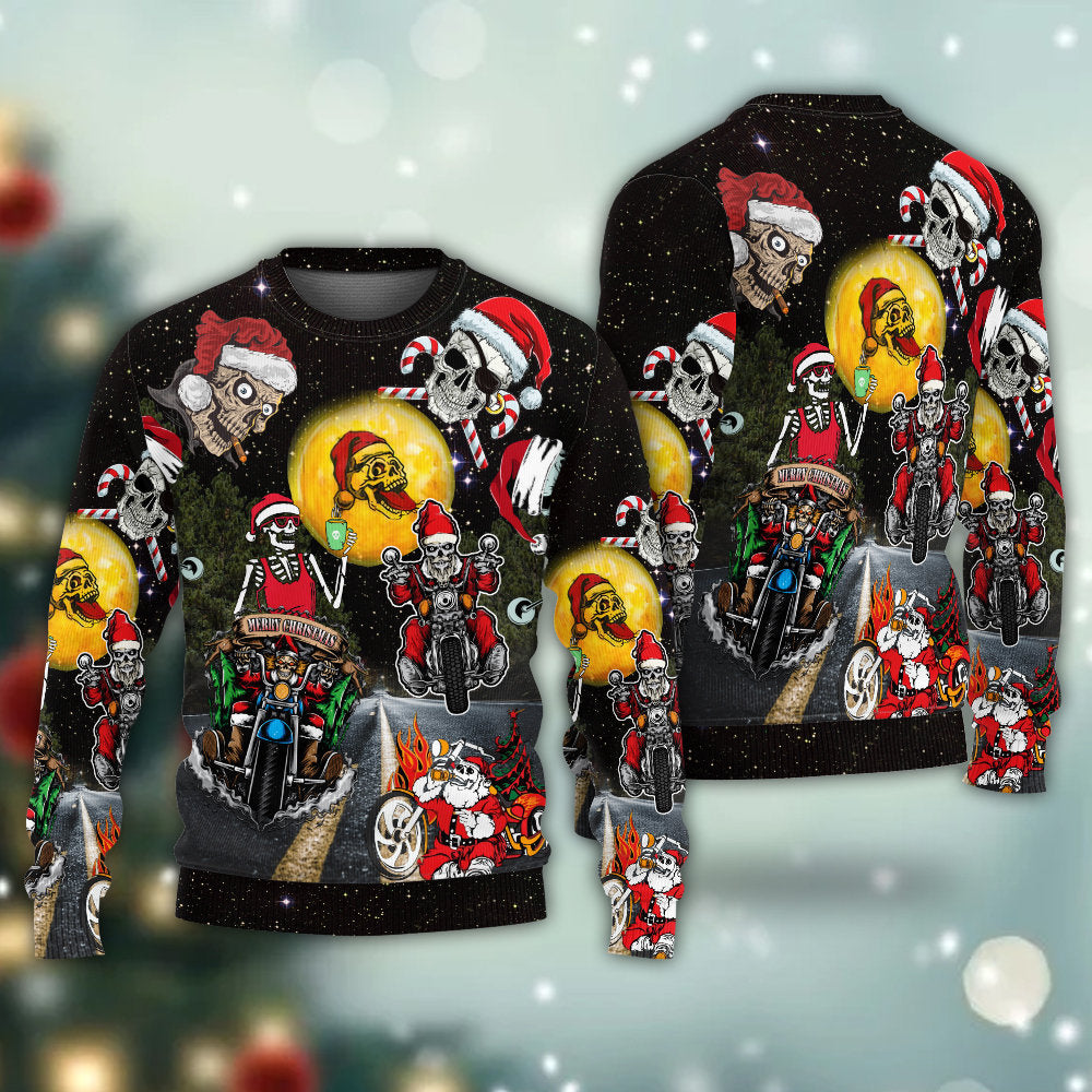 Skull Santa Racing Christmas Sweater For Seasonal Parties Cozy Gatherings And Thoughtful Holiday Gifts