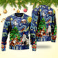 Christmas Cat Playing In Starry Night Sweater For Festive Parties Family Photos And Comfortable Seasonal Wear