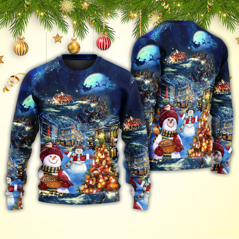 Christmas Family Snowman Santa Holiday Lights Sweater For Festive Family Events Casual Wear And Holiday Gift Giving
