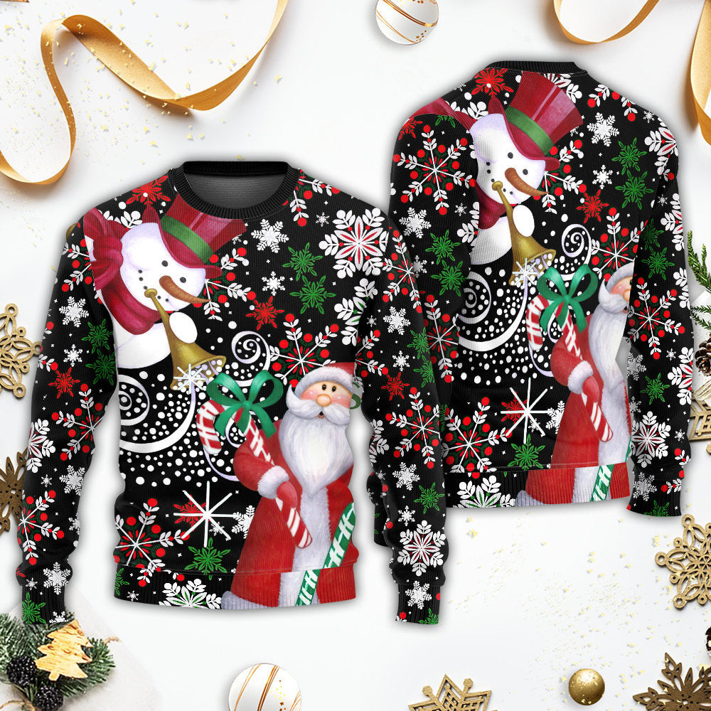 Christmas Snowy Day With Santa And Snowman Sweater For Winter Celebrations Family Events And Thoughtful Gifting