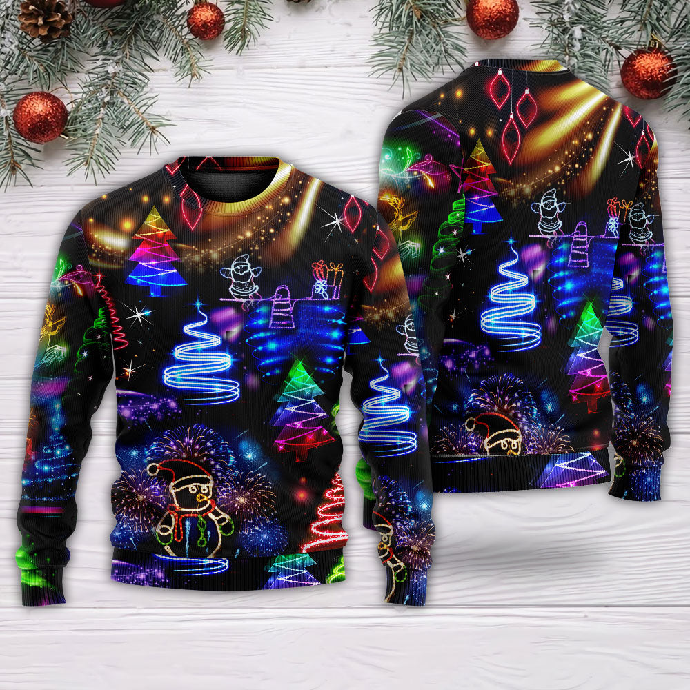 Christmas Neon Santa Snowman Sweater For Holiday Parties Family Gatherings And Seasonal Gift Giving
