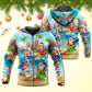 Tropical Funny Christmas Santa Beach Vacation Hoodie For Christmas Gatherings Outdoor Trips And Relaxed Seasonal Style