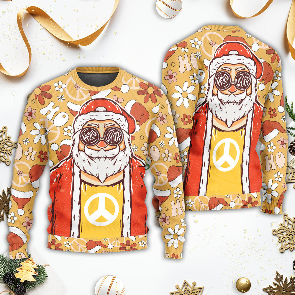 Christmas Santa Cutie Hippie Groovy Sweater For Winter Parties Seasonal Adventures And Relaxed Everyday Styling