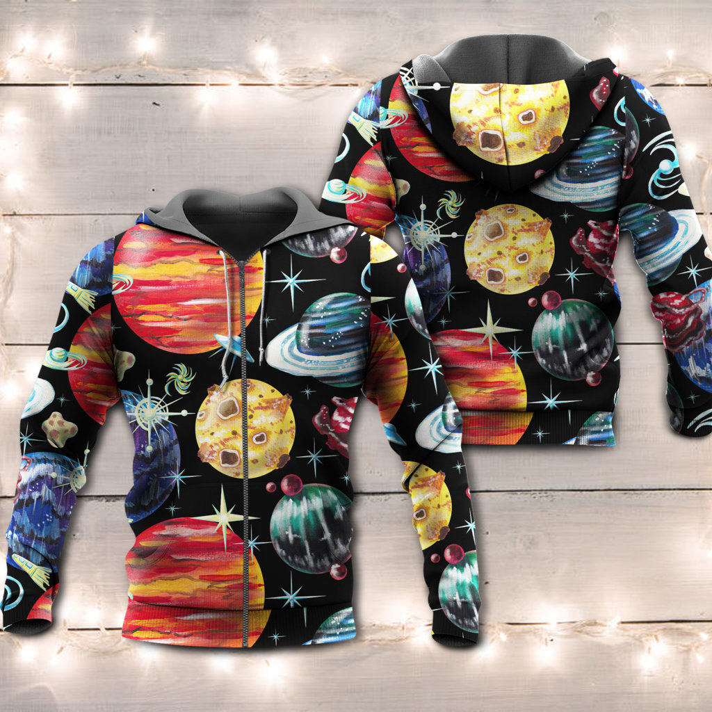 Black Planet Cosmic Hoodie For Comfortable Daily Outfits Holidays And Casual Wear