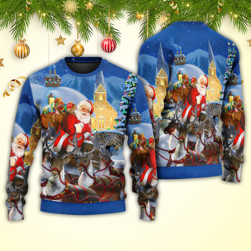Christmas Santa Reindeer Gift Sweater For Festive Events Weekend Outings And Comfortable Winter Style