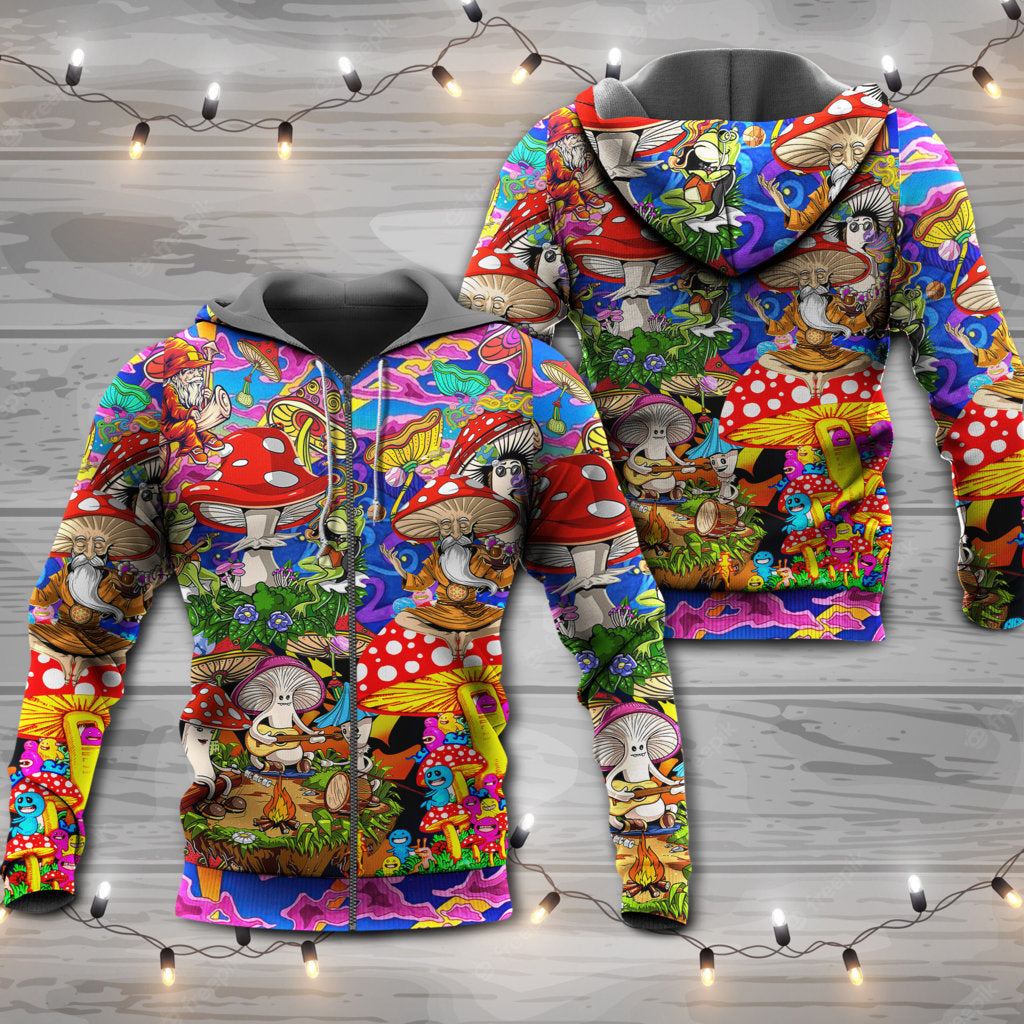 Hippie Happy Mushroom Together Hoodie For Boho Enthusiasts Seasonal Trips And Thoughtful Gifts