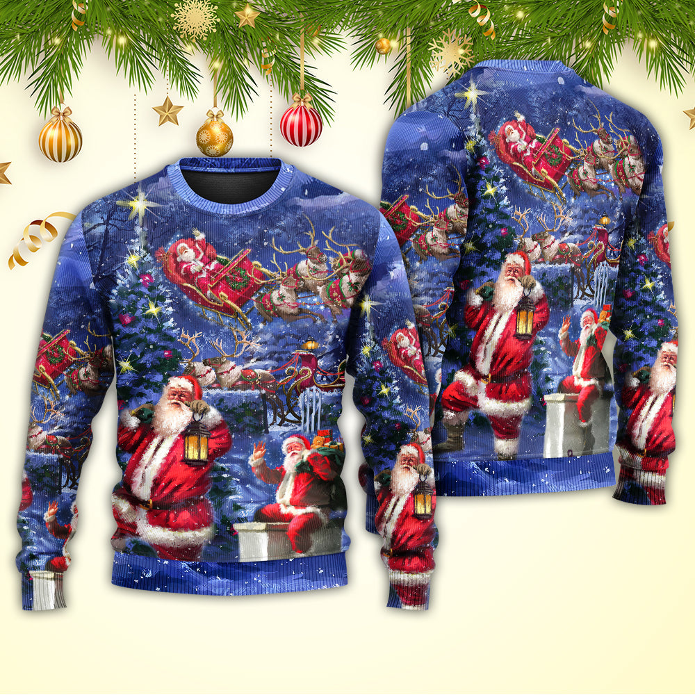 Christmas Santa Chilling Happy Xmas Light Sweater For Festive Parties Family Photos And Comfortable Seasonal Wear