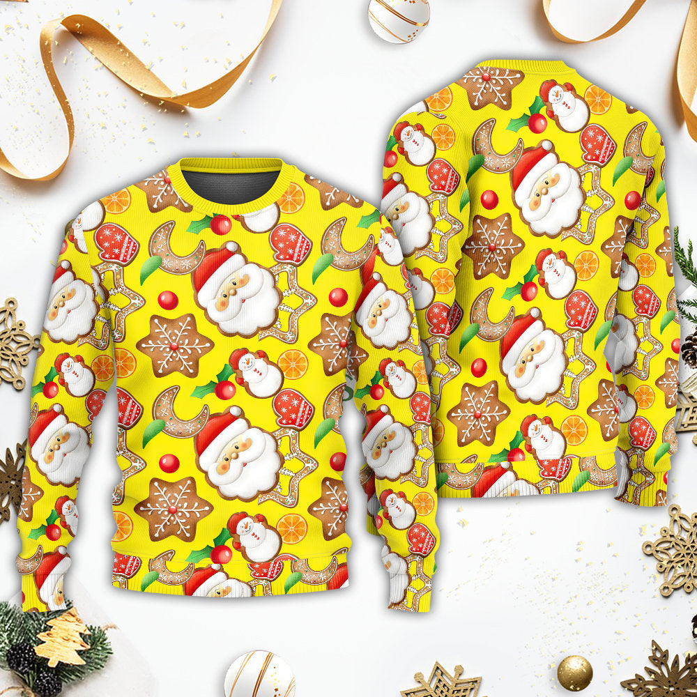 Christmas Santa Snowman Gingerbread Sweets Sweater For Festive Events Weekend Outings And Comfortable Winter Style
